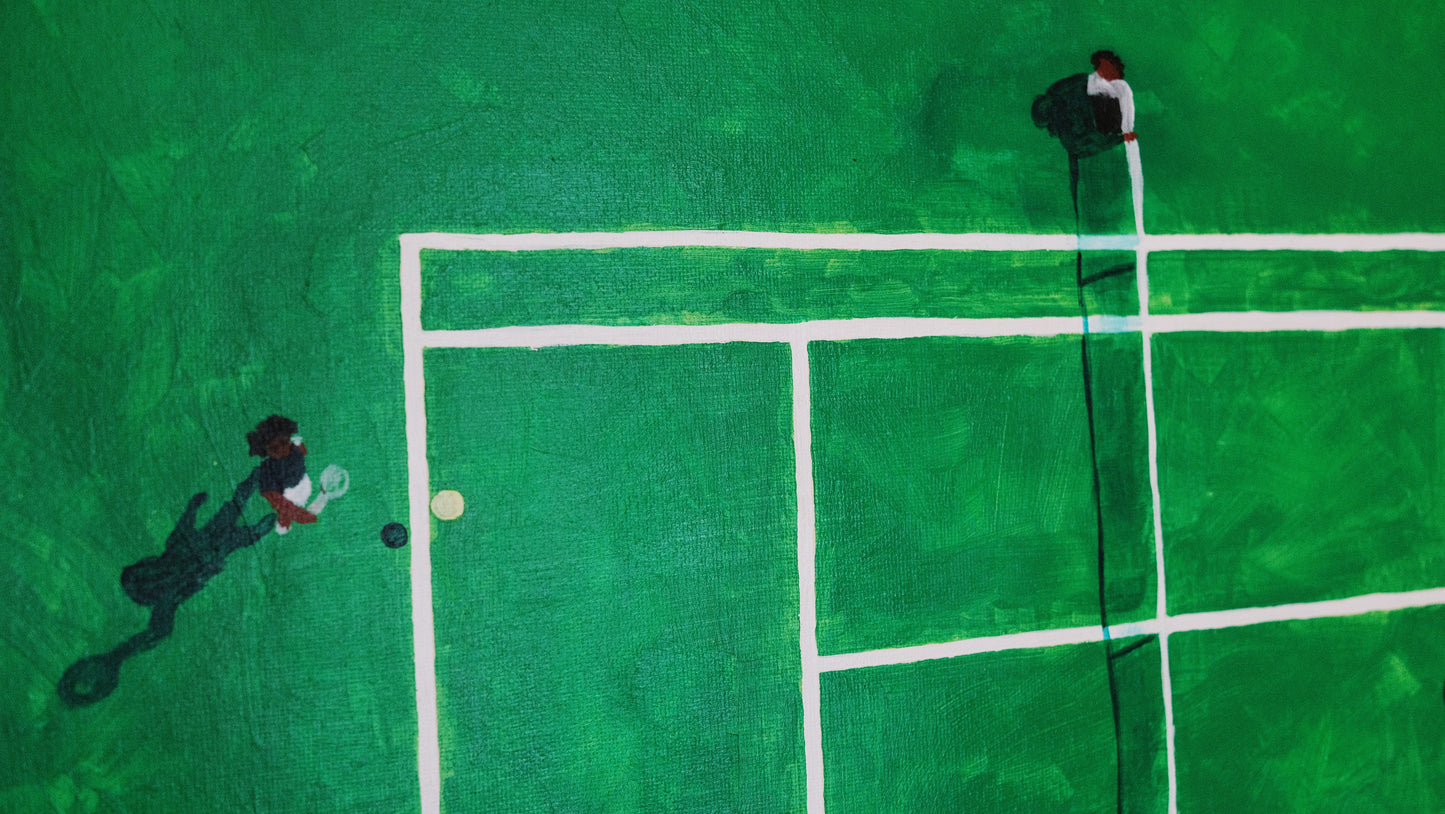 Battle of the Sexes: Billie King vs. Bobby Riggs - 16x20 Inch Acrylic Tennis Painting