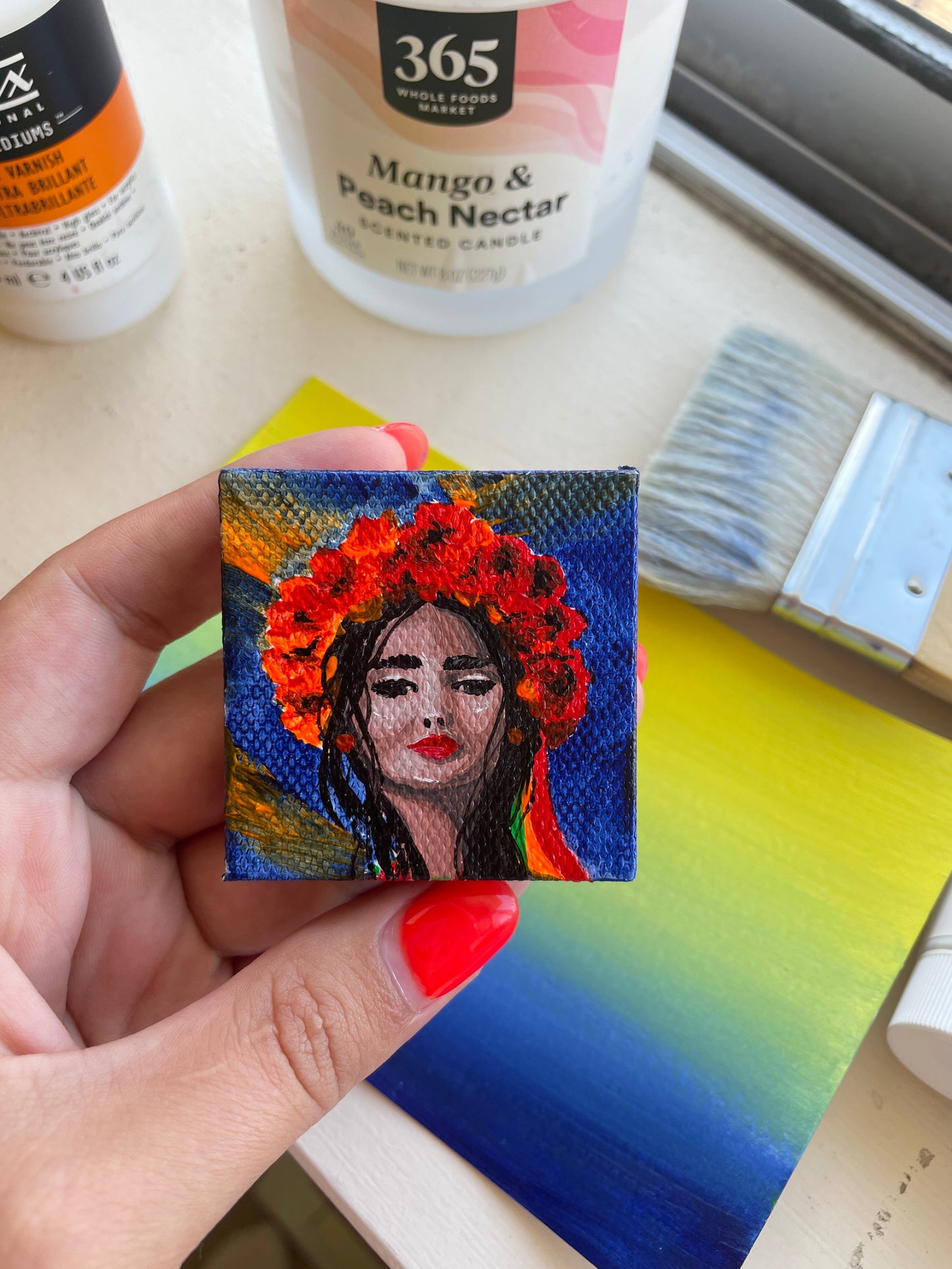 Ukrainian Witch. 2x2 inch. Miniature Canvas Original Painting