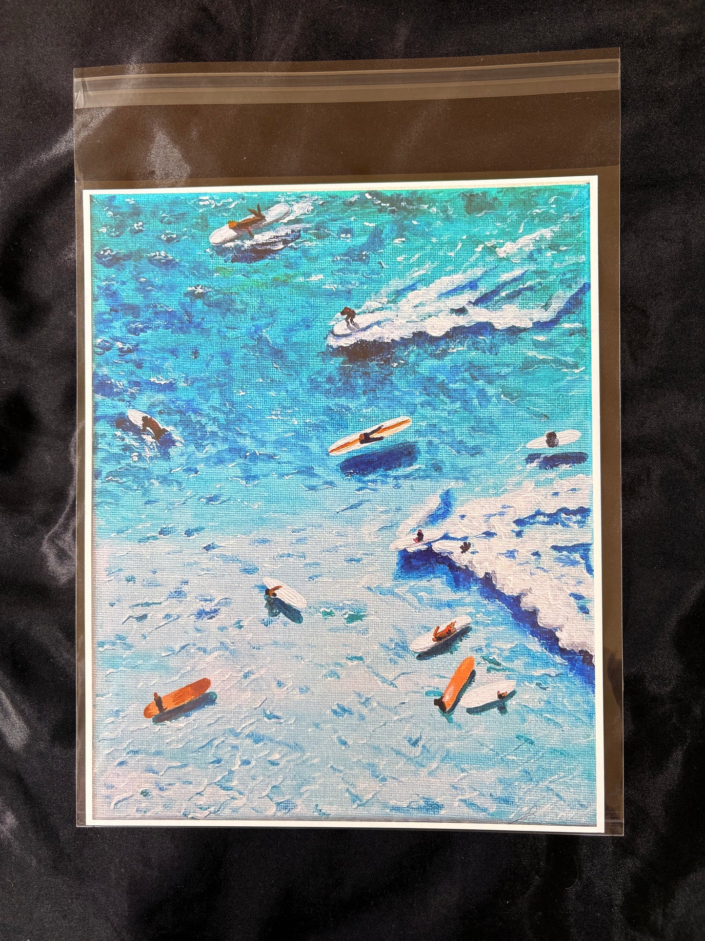 Surfers from above 8x10 - Fine Art Prints - Printed Artworks - Unique Holiday Cards