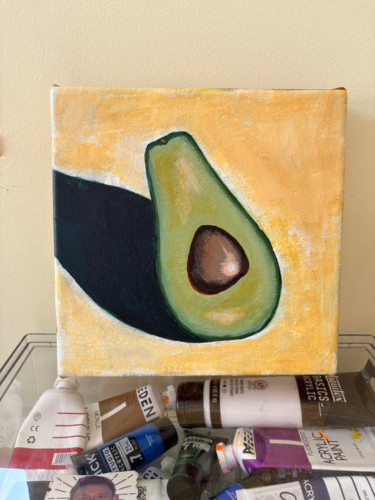 Original Avocado Painting – Kitchen Wall Art – Food Art Decor – 8x8 Canvas