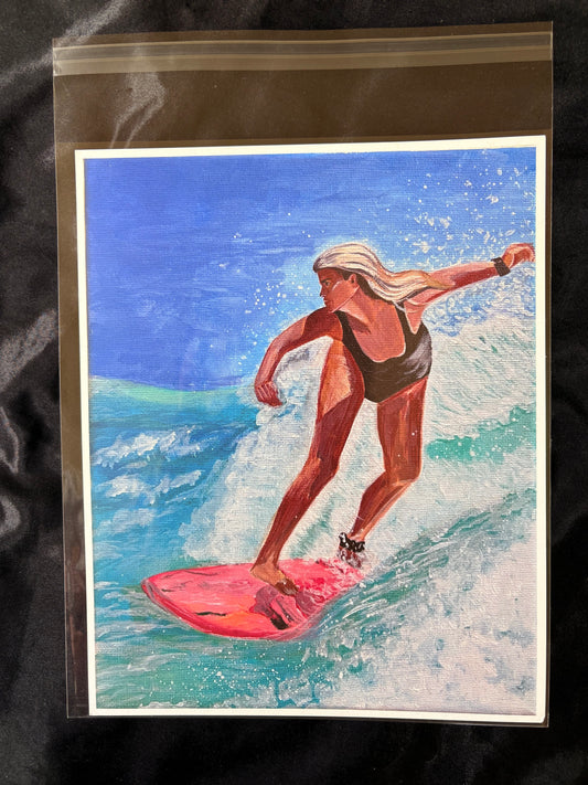 Surfer Art Print – Beach Wall Art – Coastal Decor – 8x10 Fine Art Print